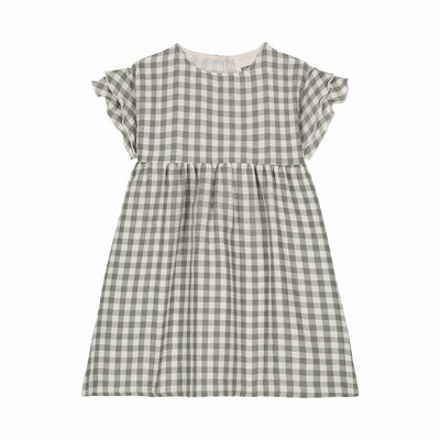 【STUDIO BOHEME】【予約】　DRESS COUSINE GINGHAM GREY GREEN ワンピース 18m,24m,36m（Sub Image-1） | Coucoubebe/ククベベ