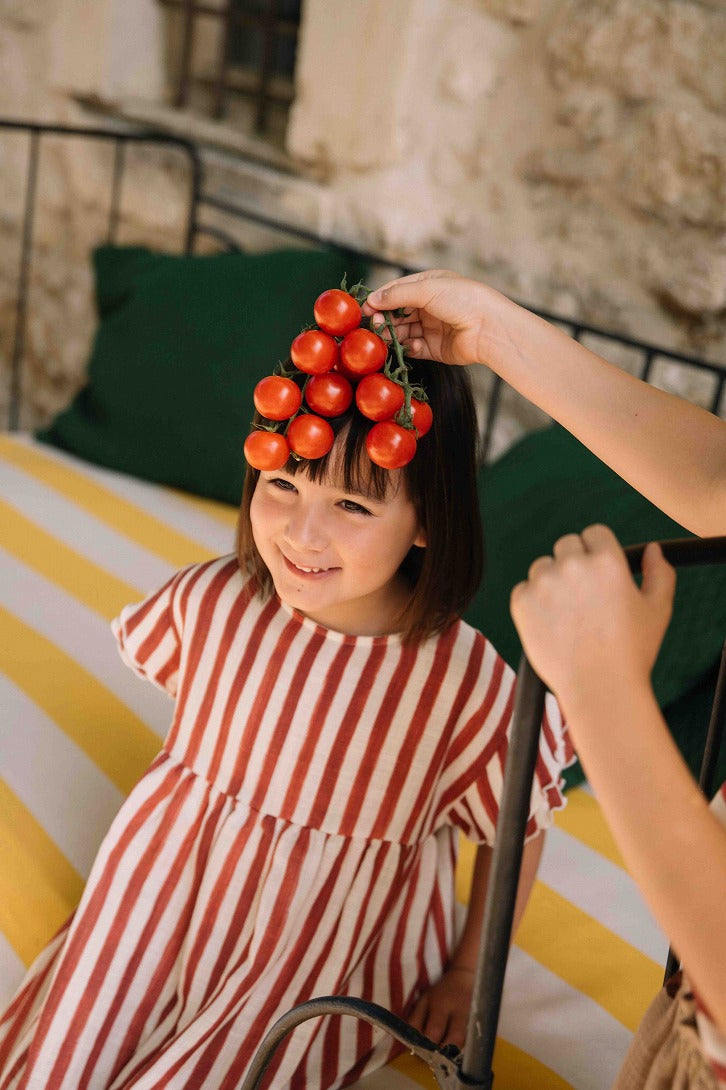 【STUDIO BOHEME】【予約】　DRESS COUSINE STRIPES BRICK-RED ワンピース 18m,24m,36m  | Coucoubebe/ククベベ