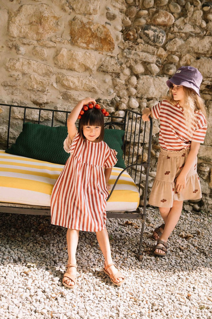 【STUDIO BOHEME】【予約】　DRESS COUSINE STRIPES BRICK-RED ワンピース 18m,24m,36m  | Coucoubebe/ククベベ