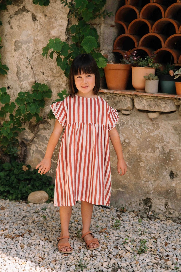 【STUDIO BOHEME】【予約】　DRESS COUSINE STRIPES BRICK-RED ワンピース 18m,24m,36m  | Coucoubebe/ククベベ