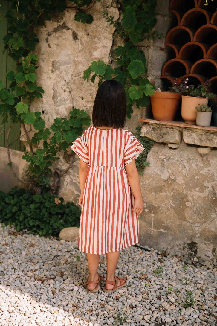 【STUDIO BOHEME】【予約】　DRESS COUSINE STRIPES BRICK-RED ワンピース 18m,24m,36m  | Coucoubebe/ククベベ