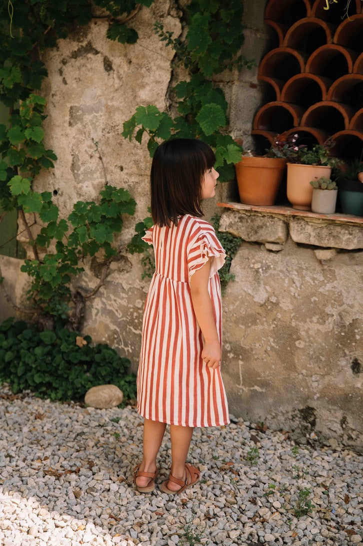 【STUDIO BOHEME】【予約】　DRESS COUSINE STRIPES BRICK-RED ワンピース 18m,24m,36m  | Coucoubebe/ククベベ