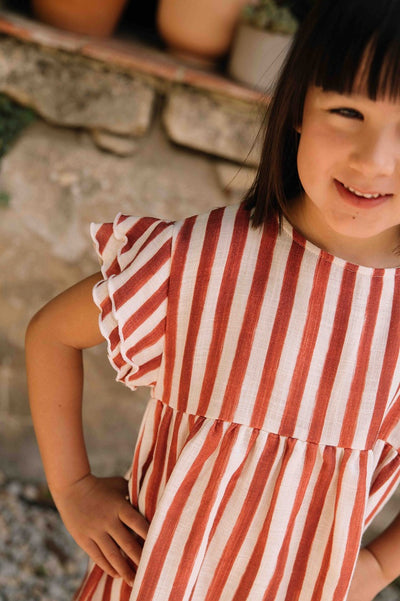 【STUDIO BOHEME】【予約】　DRESS COUSINE STRIPES BRICK-RED ワンピース 18m,24m,36m（Sub Image-6） | Coucoubebe/ククベベ