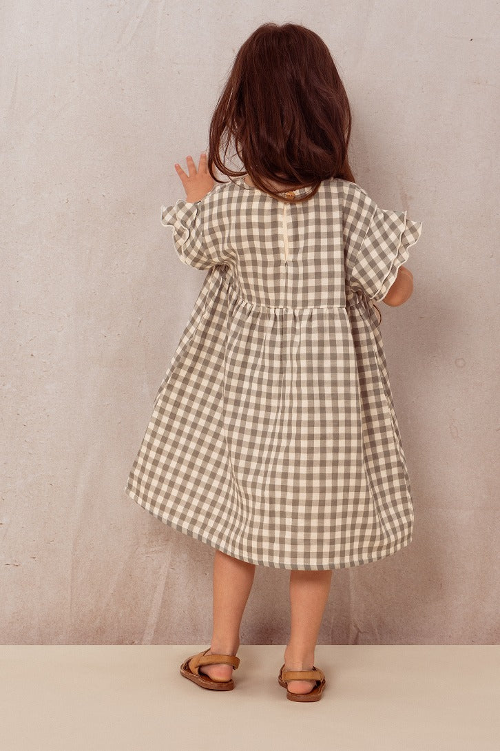 【STUDIO BOHEME】【予約】　DRESS COUSINE GINGHAM GREY GREEN ワンピース 18m,24m,36m  | Coucoubebe/ククベベ