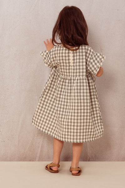 【STUDIO BOHEME】【予約】　DRESS COUSINE GINGHAM GREY GREEN ワンピース 18m,24m,36m（Sub Image-4） | Coucoubebe/ククベベ