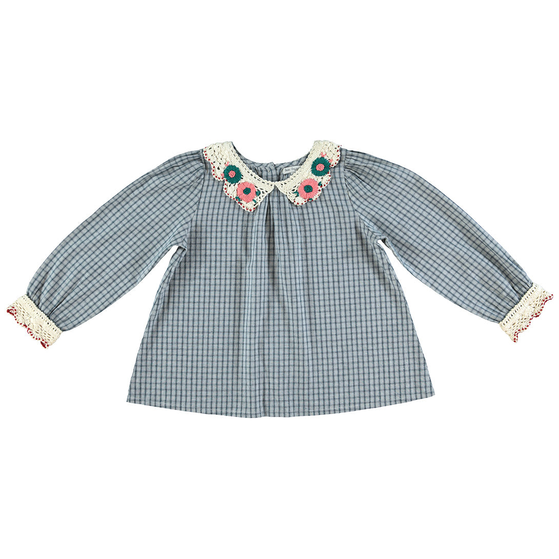 【Bebe Organic】Rhea Blouse Blue Check ブラウス 2Y,4Y  | Coucoubebe/ククベベ