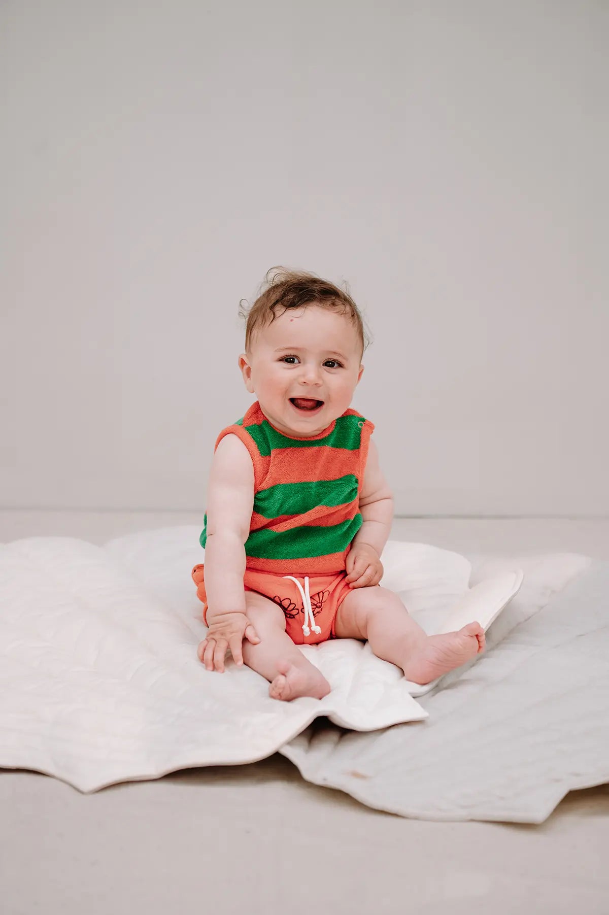 【SPROET&SPROUT】【30%OFF】Romper loose stripe Coral ロンパース 6M,12M,18M  | Coucoubebe/ククベベ