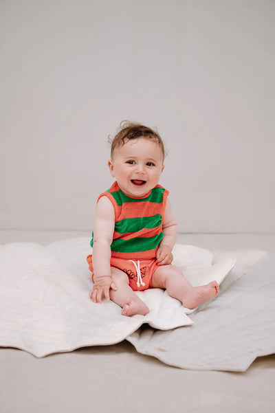 【SPROET&SPROUT】【30%OFF】Romper loose stripe Coral ロンパース 6M,12M,18M（Sub Image-2） | Coucoubebe/ククベベ