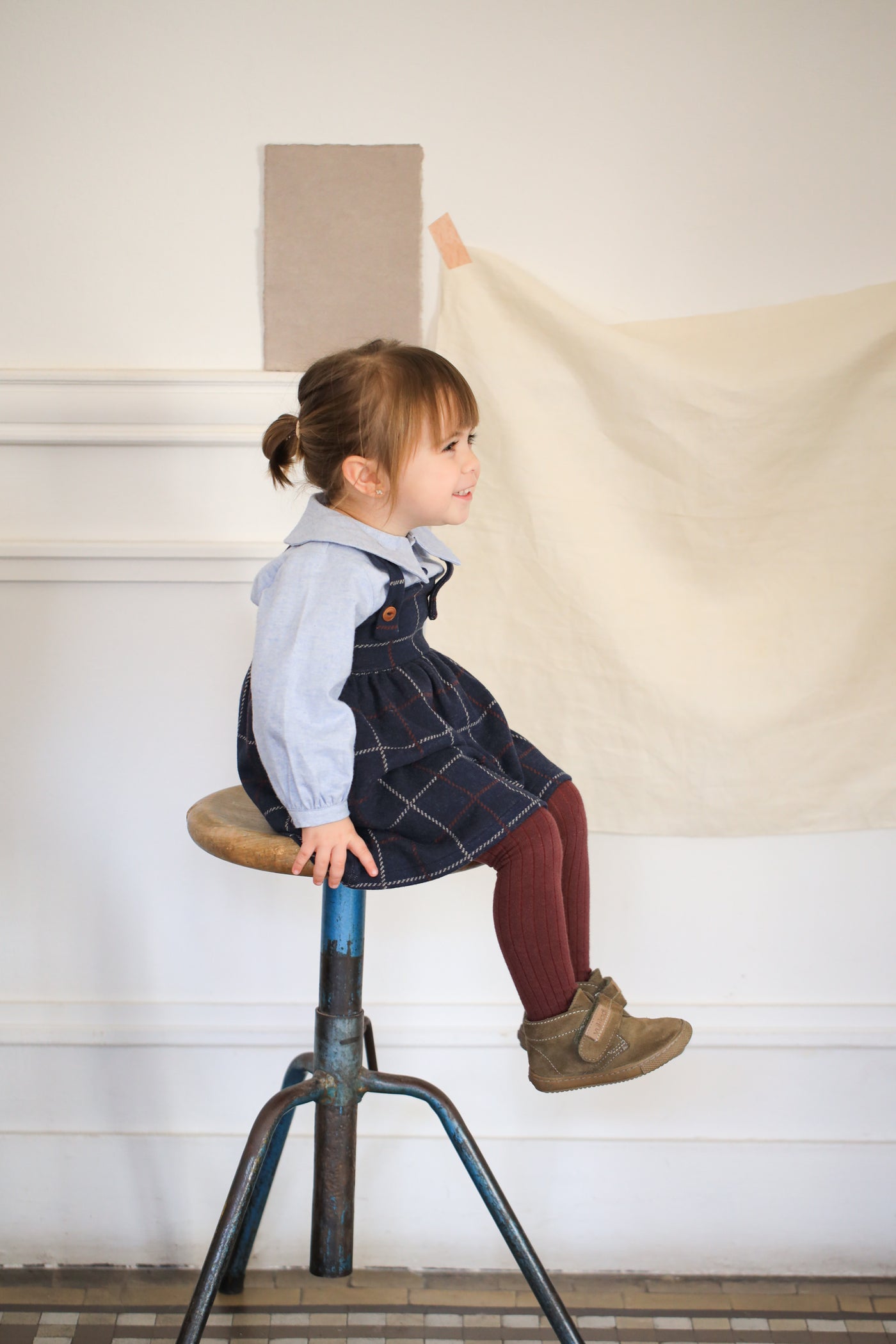 【1＋in the family】SALLY ribbed plain tights melanzana タイツ S3,S4,S5  | Coucoubebe/ククベベ
