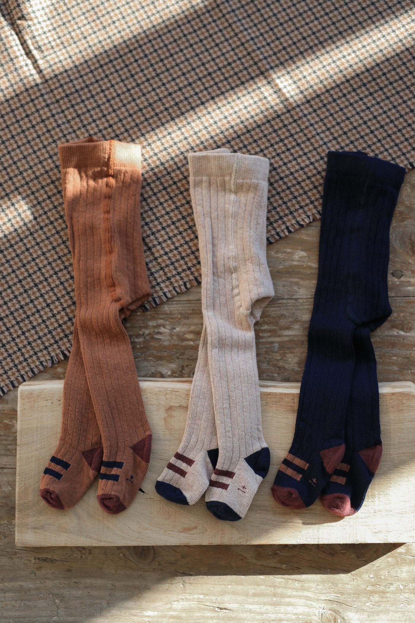【1＋in the family】SALLY ribbed plain tights tortora タイツ S3,S4,S5  | Coucoubebe/ククベベ