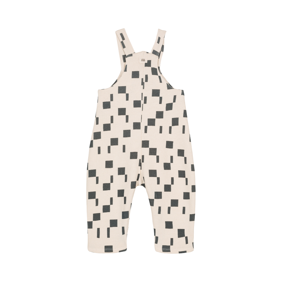 【STUDIO BOHEME】SALOPETTE OVERALLS ECRU-SQUARES サロペット 12m,18m,24m,36m  | Coucoubebe/ククベベ