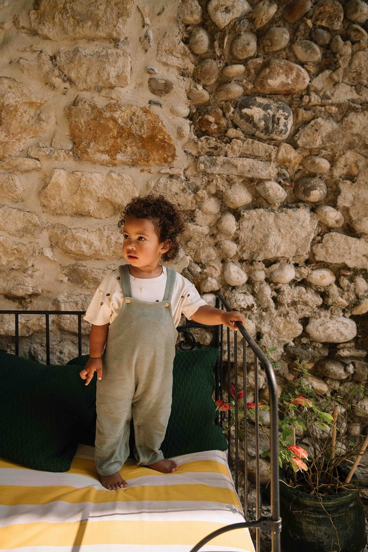 【STUDIO BOHEME】【予約】　OVERALL HOMER GREEN GREY サロペット 12m,18m,24m  | Coucoubebe/ククベベ