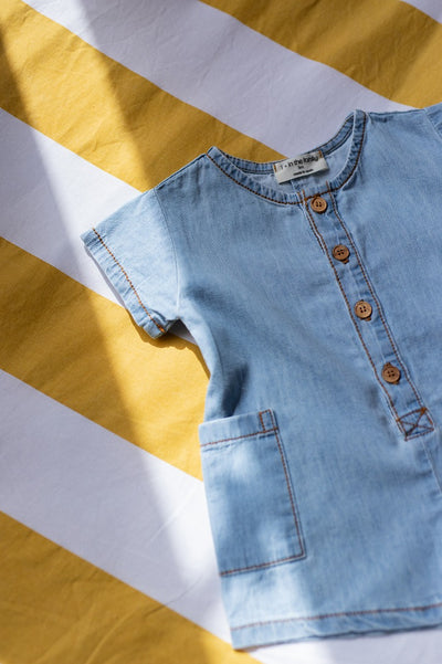 【1＋in the family】SERENA denim ロンパース 6m,9m,12m,18m（Sub Image-3） | Coucoubebe/ククベベ