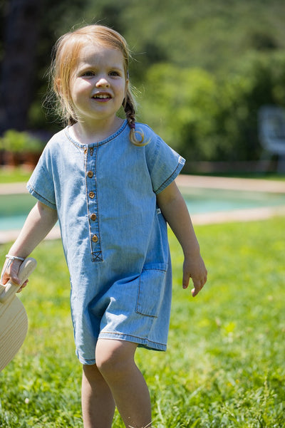 【1＋in the family】SERENA denim ロンパース 6m,9m,12m,18m（Sub Image-4） | Coucoubebe/ククベベ