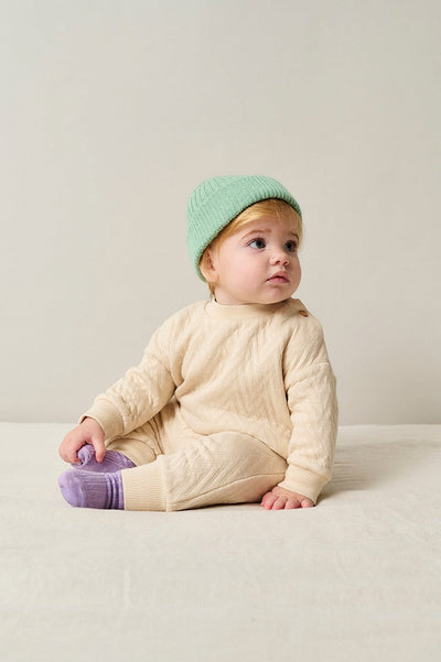 【my little cozmo】【40%OFF】Quilted zigzag baby sweatshirt Green スウェット 12m,18m,24m（Sub Image-2） | Coucoubebe/ククベベ