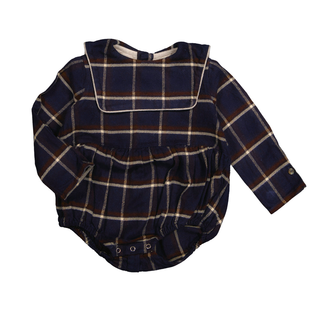 【LOIR Paris】Barboteuse SISI BlueTartan ロンパース 12m,18m,24m  | Coucoubebe/ククベベ