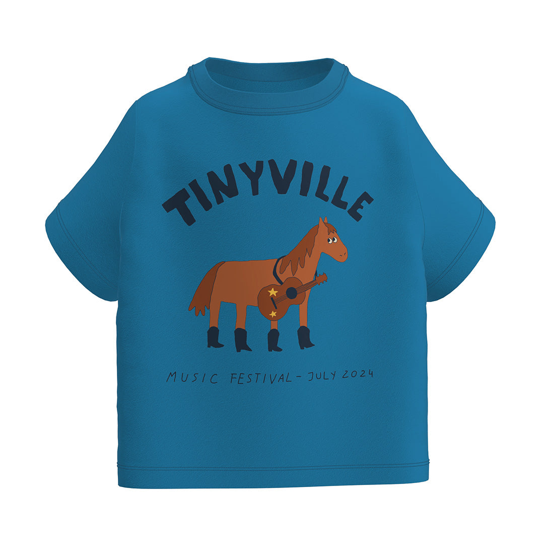【tinycottons】【30%OFF】FESTIVAL TEE blue Tシャツ 2y,3y,4y,6y  | Coucoubebe/ククベベ
