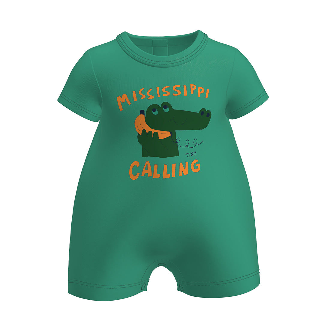 【tinycottons】【30%OFF】MISSISSIPPI ONE-PIECE emerald ロンパース 9m,12m,18m  | Coucoubebe/ククベベ