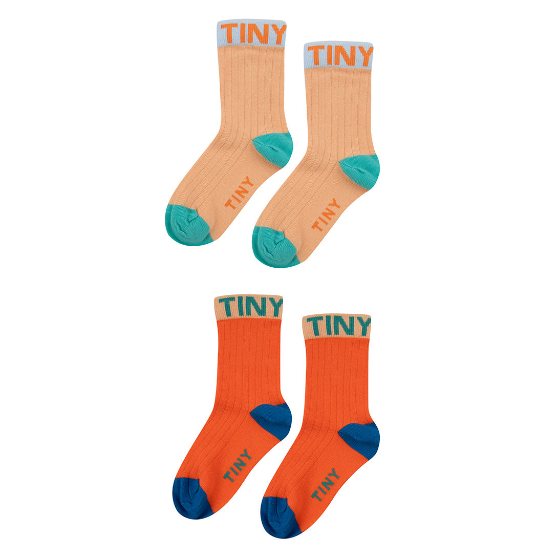 【tinycottons】【30%OFF】COLORBLOCK SOCKS PACK papaya/summer red 靴下 6/12m,12/24m,2y,4y,6y  | Coucoubebe/ククベベ