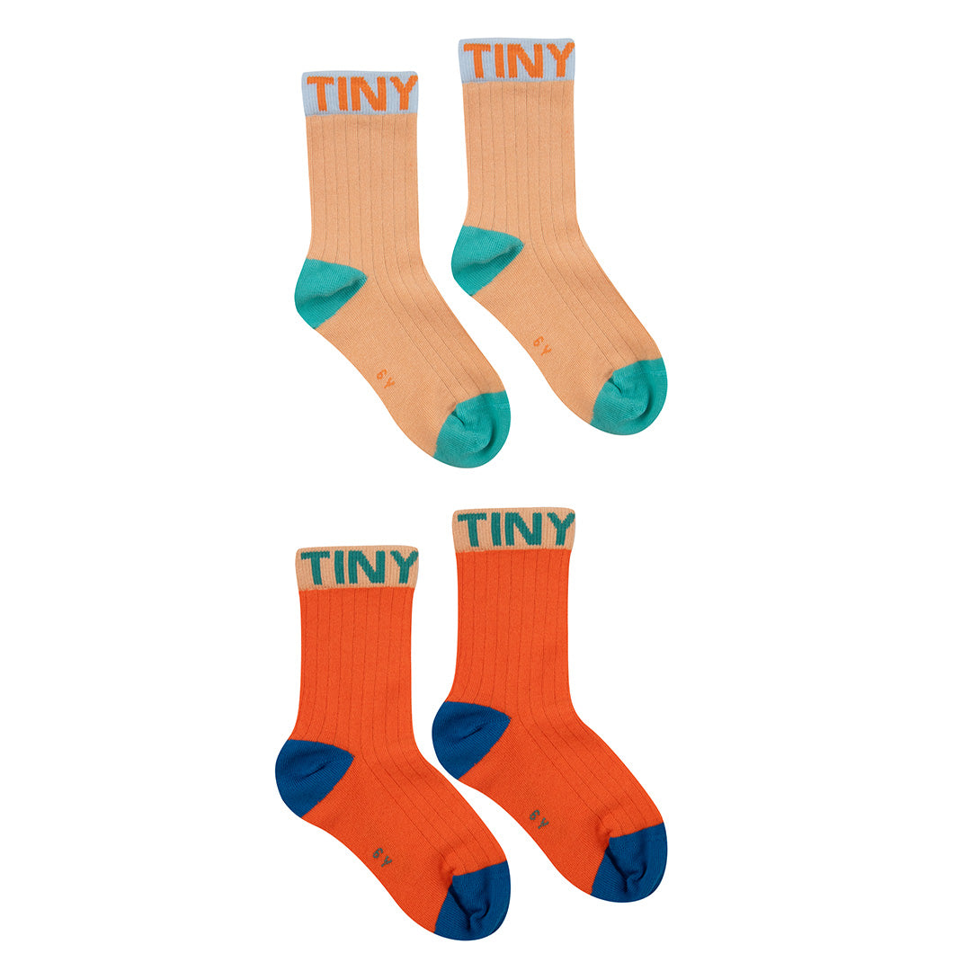 【tinycottons】【30%OFF】COLORBLOCK SOCKS PACK papaya/summer red 靴下 6/12m,12/24m,2y,4y,6y  | Coucoubebe/ククベベ