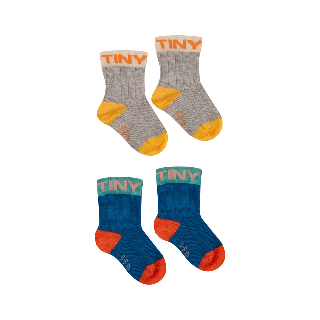 【tinycottons】【30%OFF】COLORBLOCK SOCKS PACK ultramarine/heather grey 靴下 6/12m,12/24m,2y,4y,6y  | Coucoubebe/ククベベ