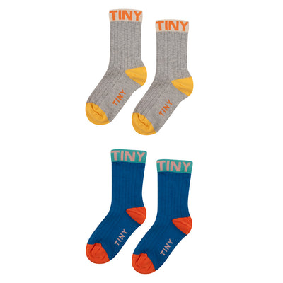 【tinycottons】【30%OFF】COLORBLOCK SOCKS PACK ultramarine/heather grey 靴下 6/12m,12/24m,2y,4y,6y（Sub Image-3） | Coucoubebe/ククベベ