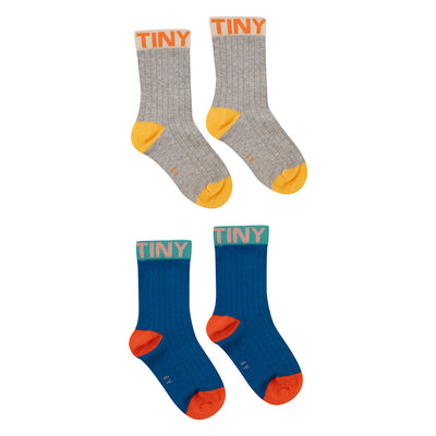【tinycottons】【30%OFF】COLORBLOCK SOCKS PACK ultramarine/heather grey 靴下 6/12m,12/24m,2y,4y,6y（Sub Image-4） | Coucoubebe/ククベベ