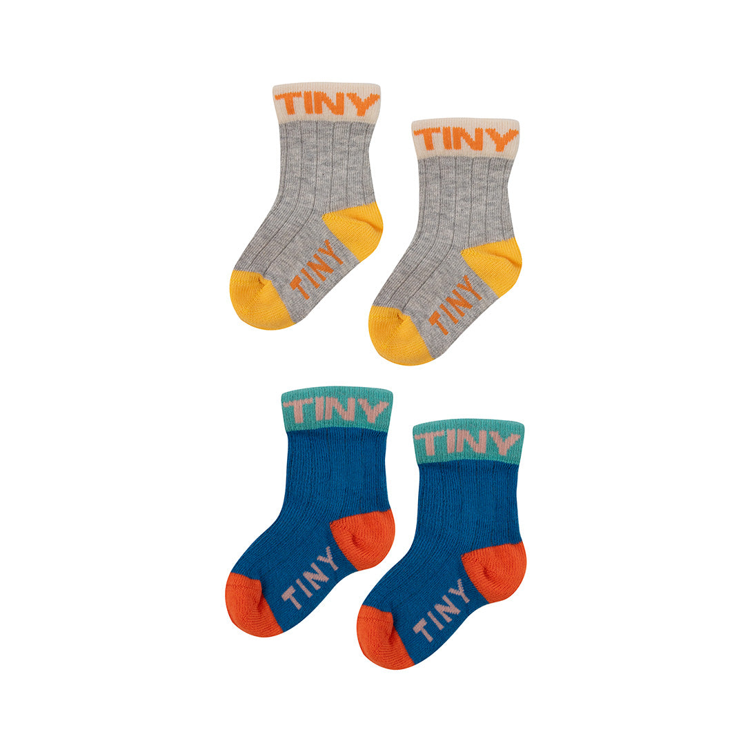 【tinycottons】【30%OFF】COLORBLOCK SOCKS PACK ultramarine/heather grey 靴下 6/12m,12/24m,2y,4y,6y  | Coucoubebe/ククベベ
