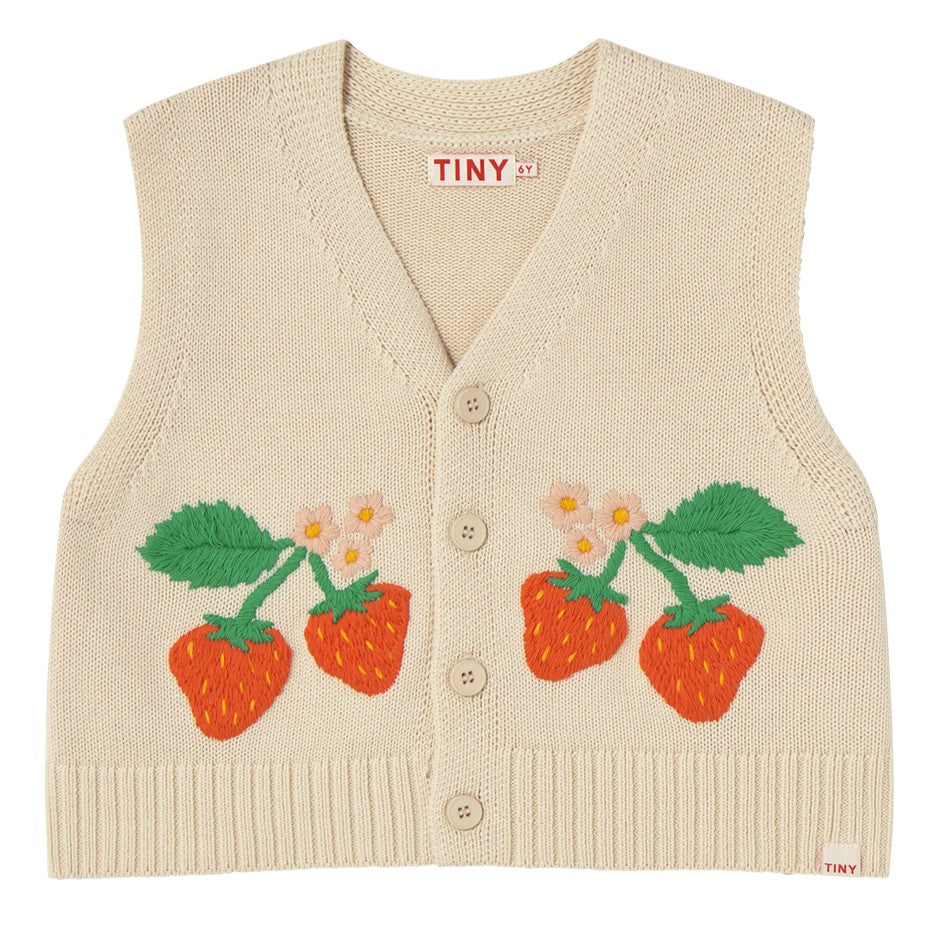 【tinycottons】STRAWBERRIES VEST light cream ベスト 2y,4y  | Coucoubebe/ククベベ