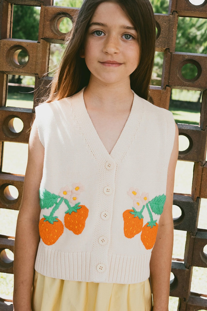 【tinycottons】STRAWBERRIES VEST light cream ベスト 2y,4y  | Coucoubebe/ククベベ