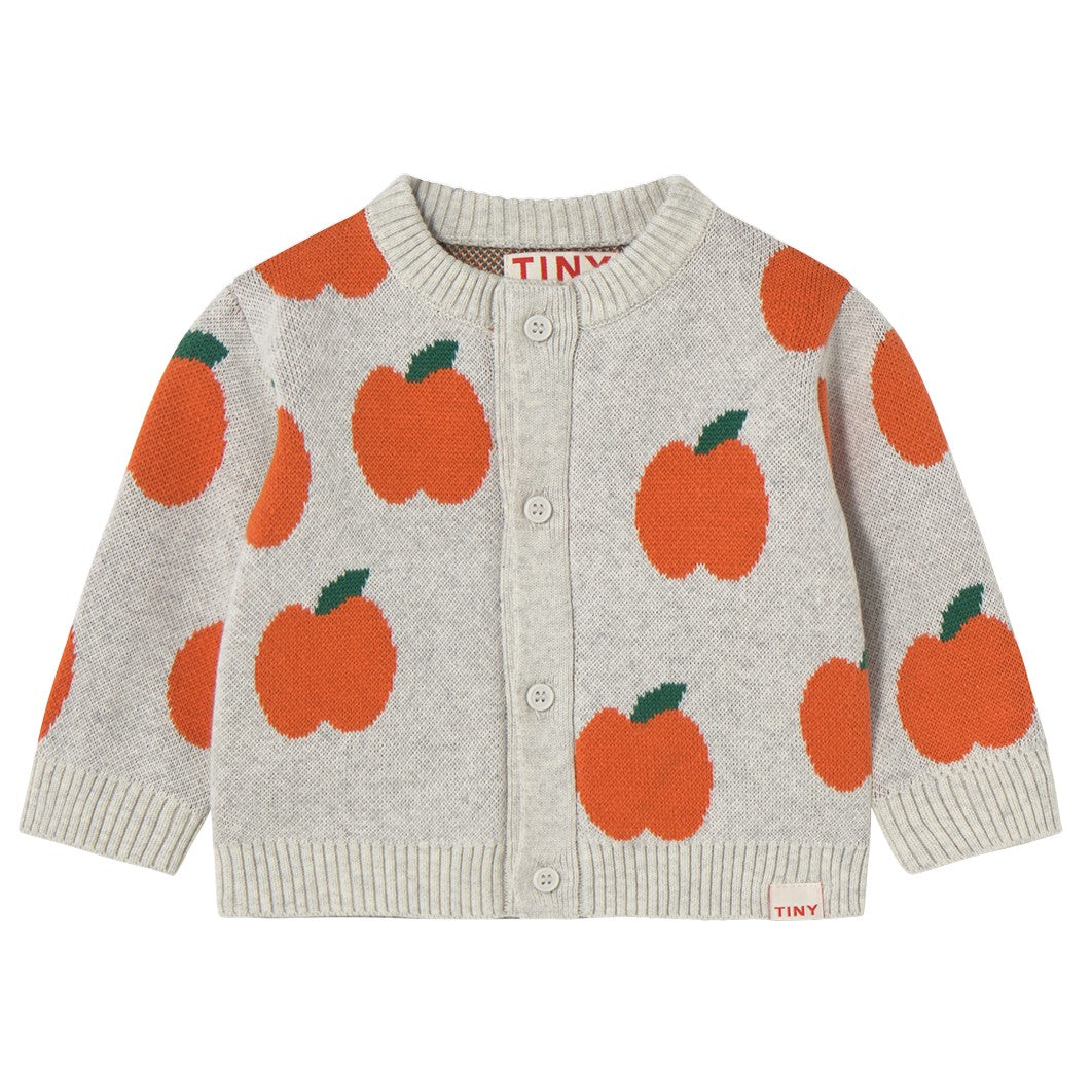 【tinycottons】APPLES BABY CARDIGAN light grey heather カーディガン 18m,24m  | Coucoubebe/ククベベ