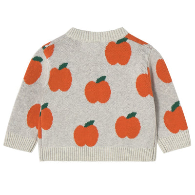 【tinycottons】APPLES BABY CARDIGAN light grey heather カーディガン 18m,24m（Sub Image-2） | Coucoubebe/ククベベ