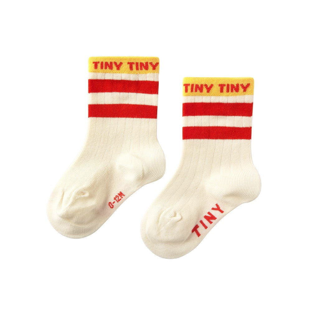 【tinycottons】TINY MEDIUM HEIGHT SOCKS light cream/summer red 靴下 12-24m,2-4y  | Coucoubebe/ククベベ