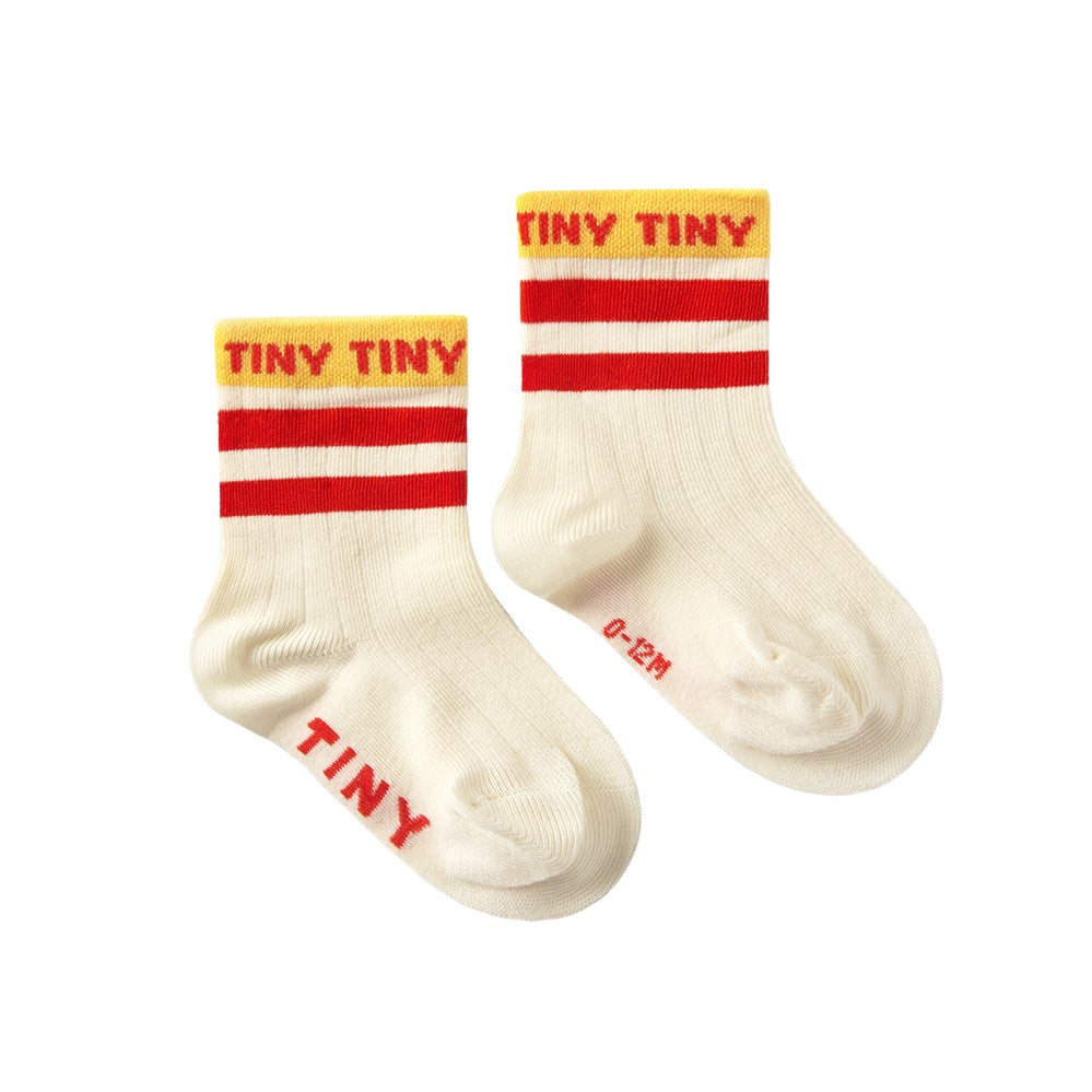 【tinycottons】TINY MEDIUM HEIGHT SOCKS light cream/summer red 靴下 12-24m,2-4y  | Coucoubebe/ククベベ