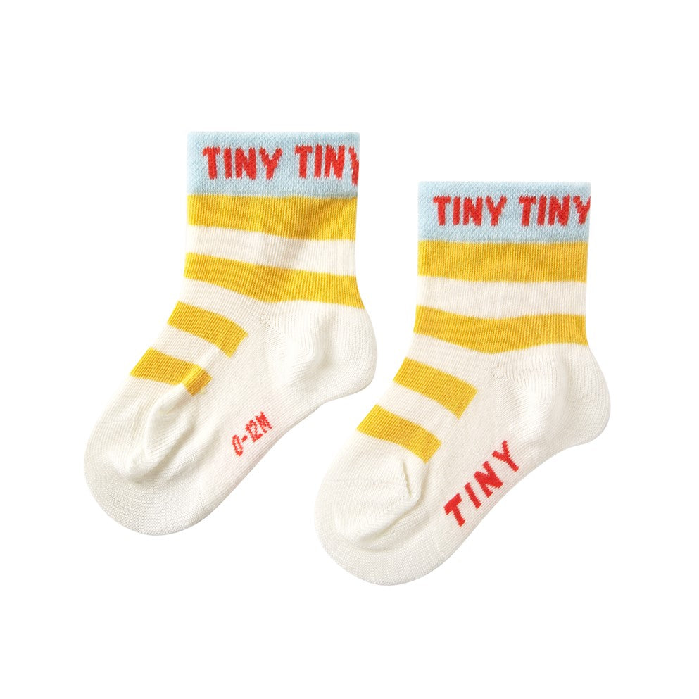 【tinycottons】STRIPES SHORT HEIGHT SOCKS off-white/yellow 靴下 12-24m,2-4y  | Coucoubebe/ククベベ