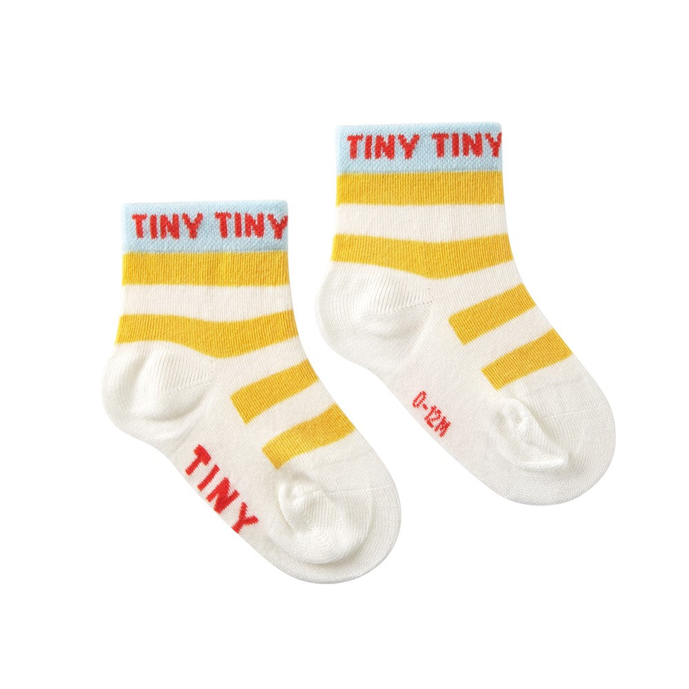 【tinycottons】STRIPES SHORT HEIGHT SOCKS off-white/yellow 靴下 12-24m,2-4y  | Coucoubebe/ククベベ