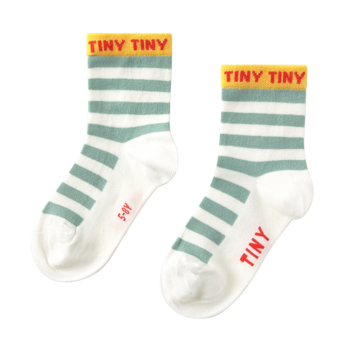 【tinycottons】STRIPES SHORT HEIGHT SOCKS off-white/washed emerald 靴下 12-24m,2-4y  | Coucoubebe/ククベベ