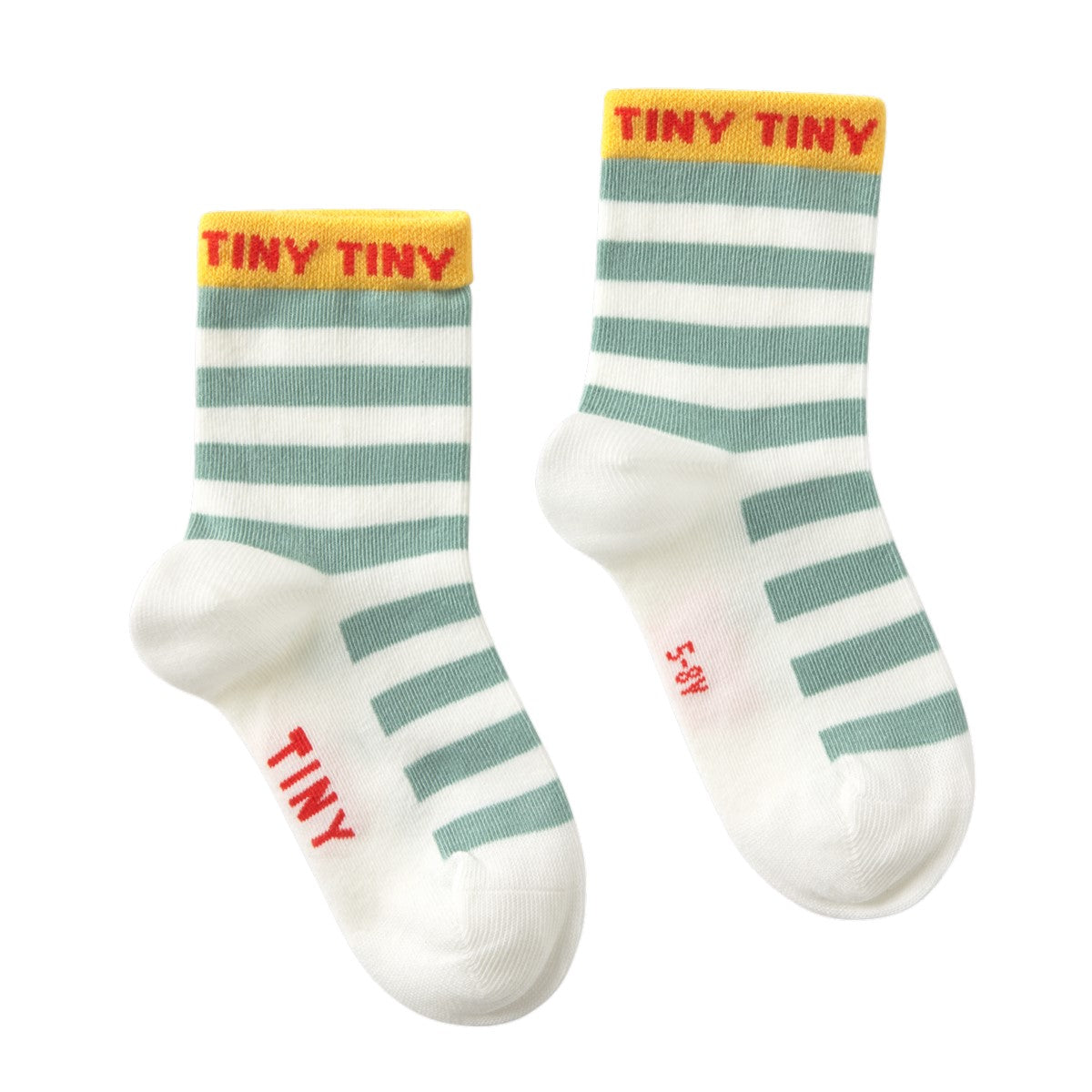 【tinycottons】STRIPES SHORT HEIGHT SOCKS off-white/washed emerald 靴下 12-24m,2-4y  | Coucoubebe/ククベベ