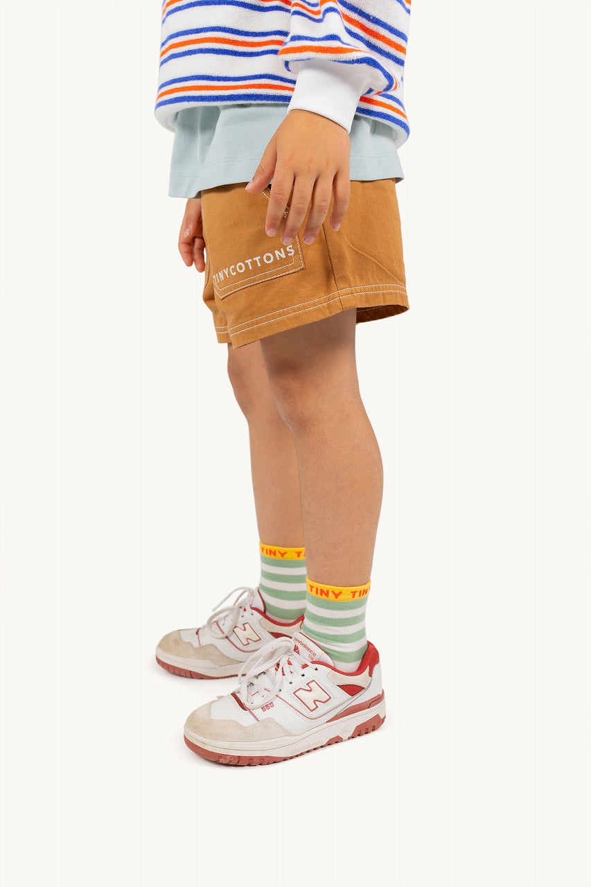 【tinycottons】STRIPES SHORT HEIGHT SOCKS off-white/washed emerald 靴下 12-24m,2-4y  | Coucoubebe/ククベベ