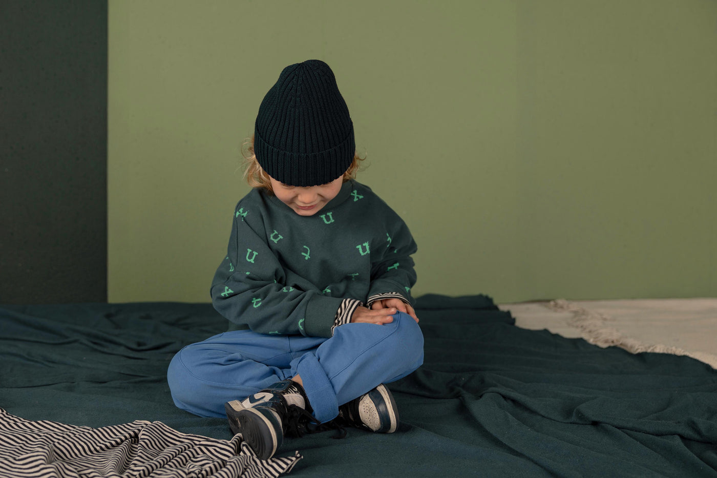 【nixnut】Stamp Sweater Moss スウェット 92,98,104,110  | Coucoubebe/ククベベ