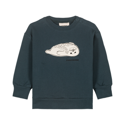 【STUDIO BOHEME】CLASSIC SWEAT-SHIRT BLUE DENIM-one SEAL スウェット 12m,18m,24m,36m,4y（Sub Image-1） | Coucoubebe/ククベベ