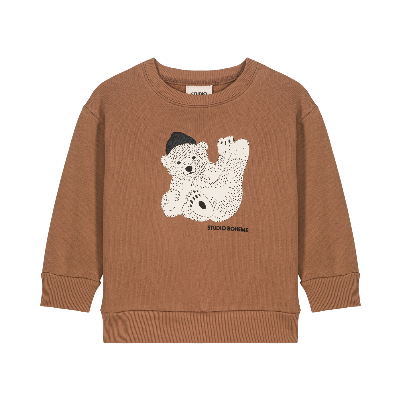 【STUDIO BOHEME】CLASSIC SWEAT-SHIRT MILK CHOCOLATE-one BEAR スウェット 12m,18m,24m,36m  | Coucoubebe/ククベベ