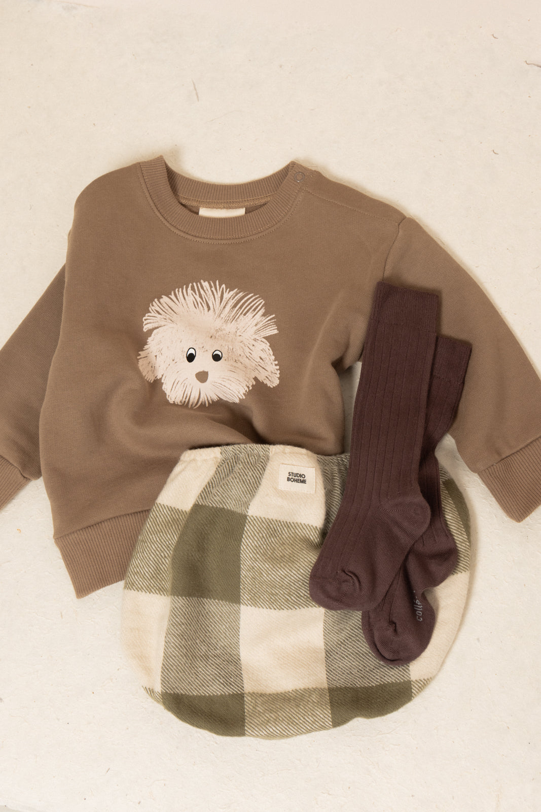 【STUDIO BOHEME】【9月上旬発送】BART SWEAT-SHIRT MOCHA/one DOG スウェット 12m,18m,24m  | Coucoubebe/ククベベ