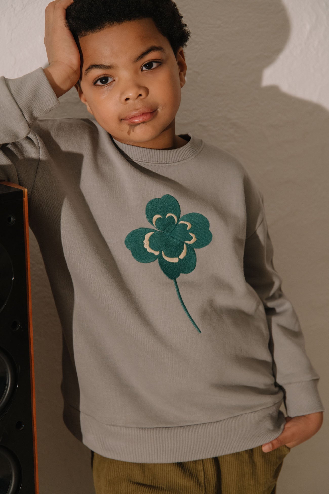【STUDIO BOHEME】【9月上旬発送】BART SWEAT-SHIRT GREY/embroidery CLOVERS スウェット 12m,18m,24m  | Coucoubebe/ククベベ
