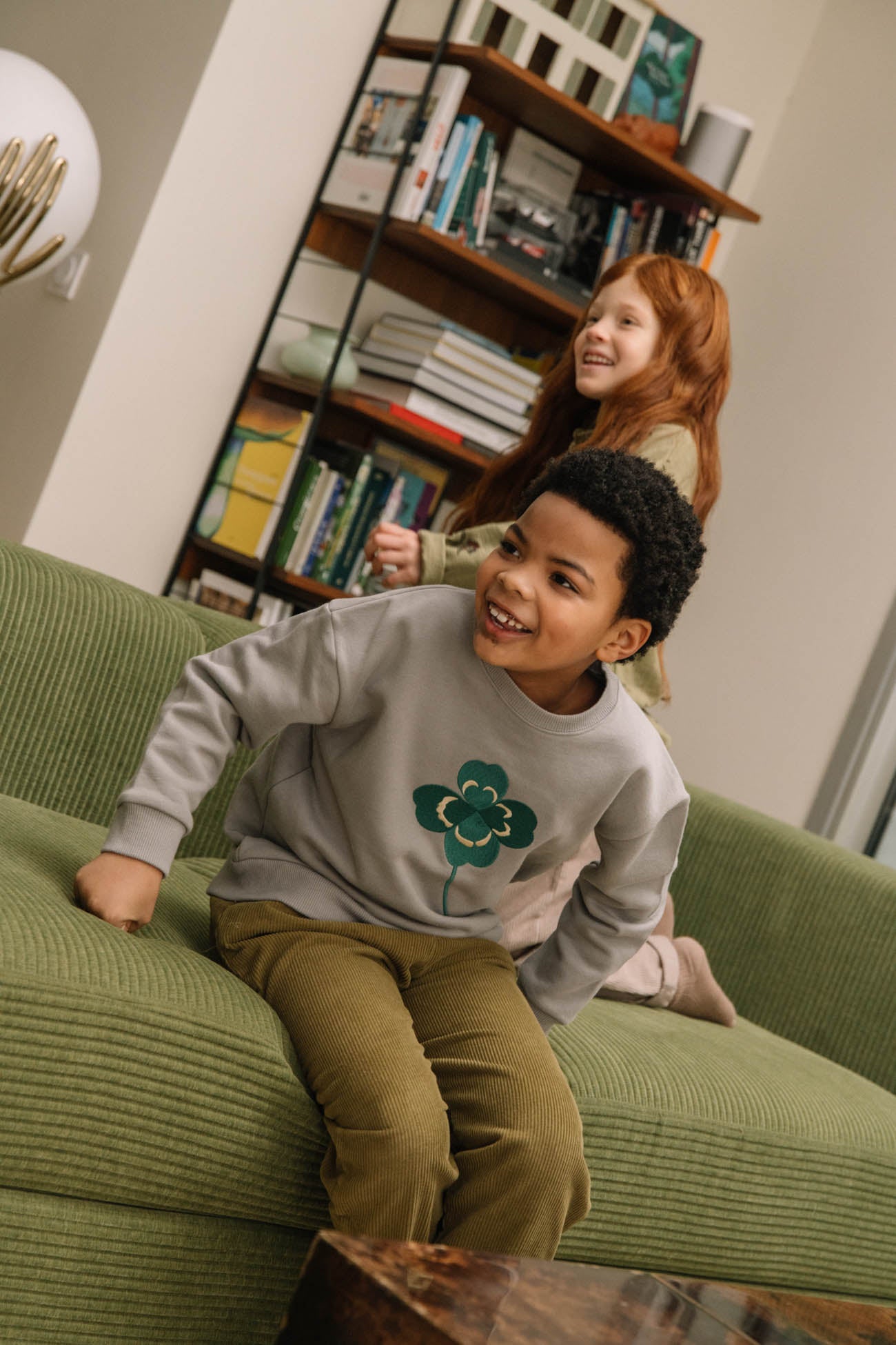 【STUDIO BOHEME】【9月上旬発送】BART SWEAT-SHIRT GREY/embroidery CLOVERS スウェット 12m,18m,24m  | Coucoubebe/ククベベ
