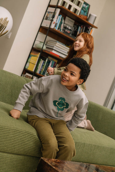 【STUDIO BOHEME】【9月上旬発送】BART SWEAT-SHIRT GREY/embroidery CLOVERS スウェット 12m,18m,24m（Sub Image-2） | Coucoubebe/ククベベ
