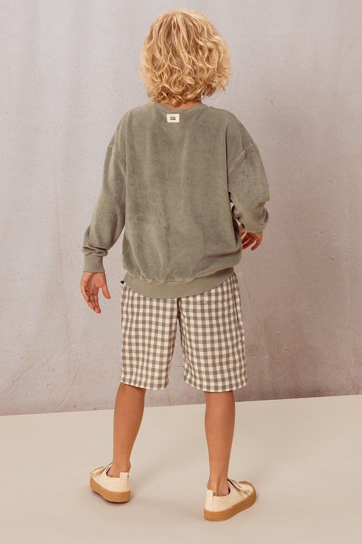 【STUDIO BOHEME】【予約】BERMUDA BASILE GINGHAM GREY GREEN ショートパンツ 12m,18m,24m,36m  | Coucoubebe/ククベベ