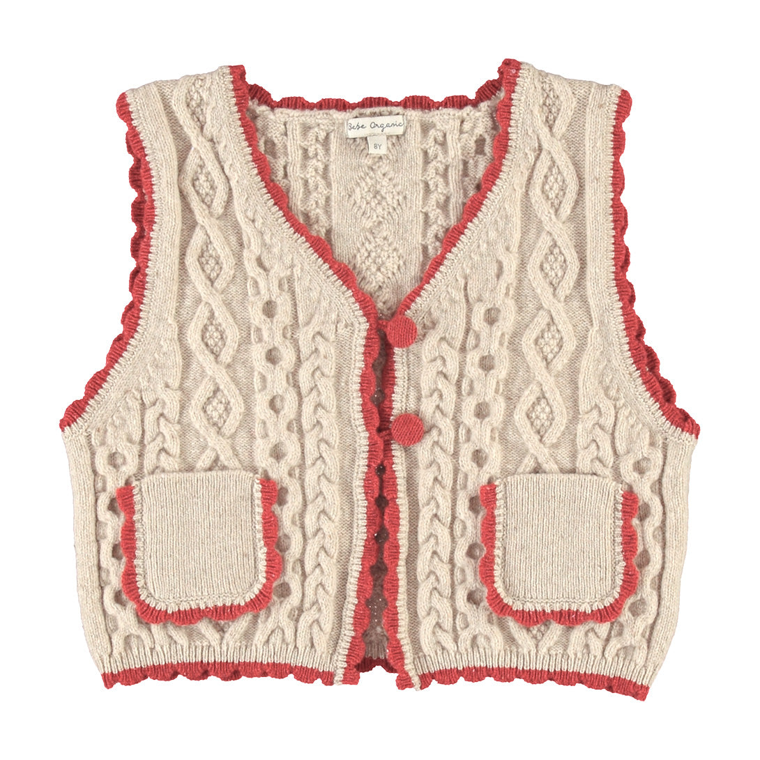 【Bebe Organic】Sienna Vest Natural Knit ベスト 2Y,4Y  | Coucoubebe/ククベベ