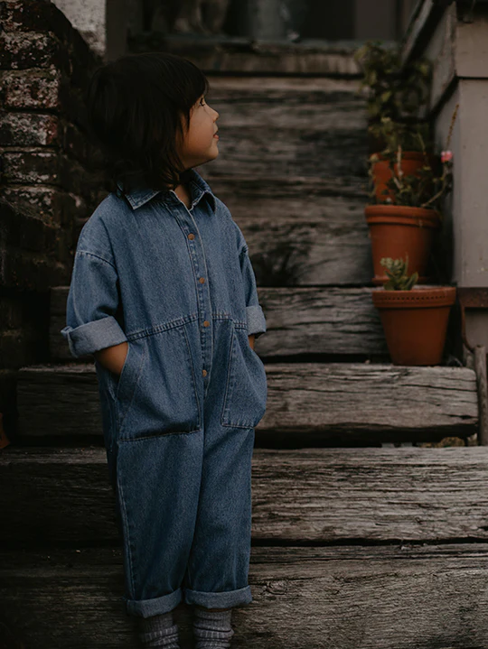 【THE SIMPLE FOLK】The Denim Boiler Suit light denim ボイラースーツ 18-24m,2-3y,3-4y,4-5y  | Coucoubebe/ククベベ