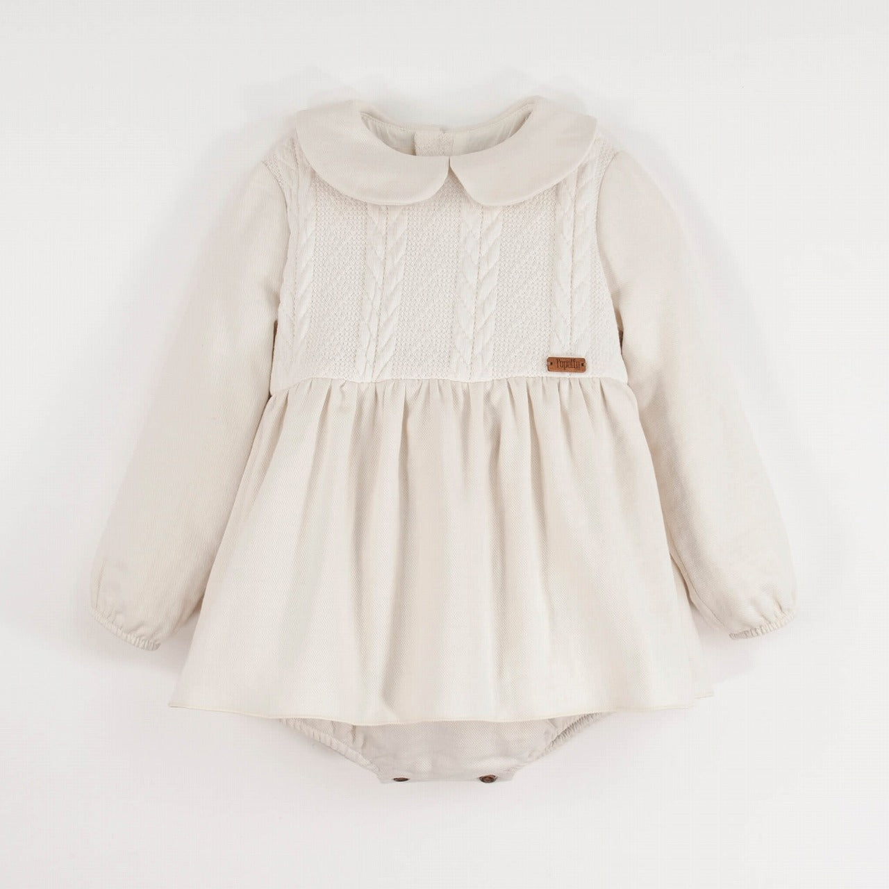 【Popelin】Off-white romper suit with skirt and baby collar ロンパース 9/12m,12/18m,18/24m  | Coucoubebe/ククベベ